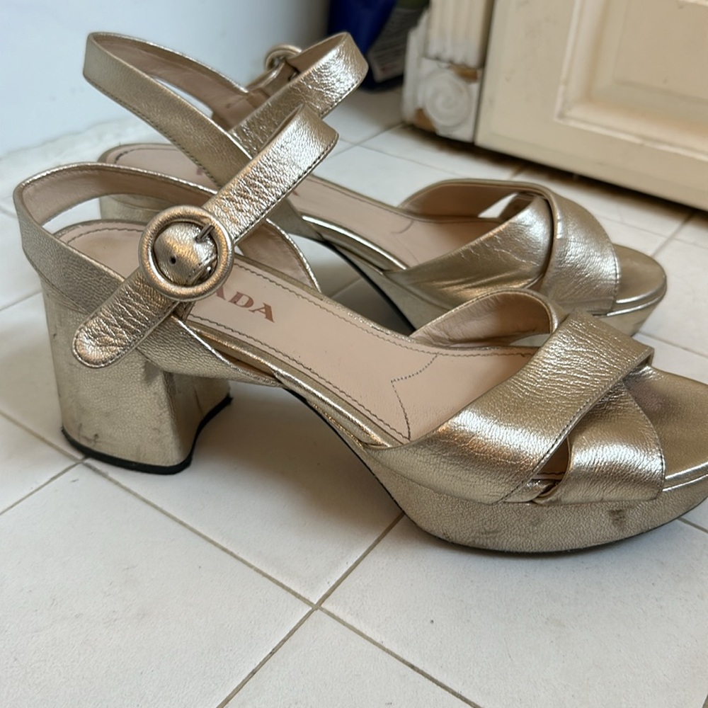 Prada leather platform heels
